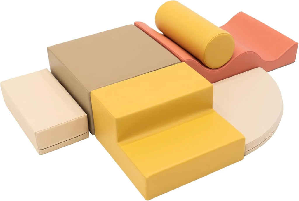 IGLU Blocos de Espuma para Crianças, Brinquedo Educativo Montessori, Escalada, Escorregador, Conjunto de 6 Blocos Macios para Bebês e Crianças (Outono Pastel)