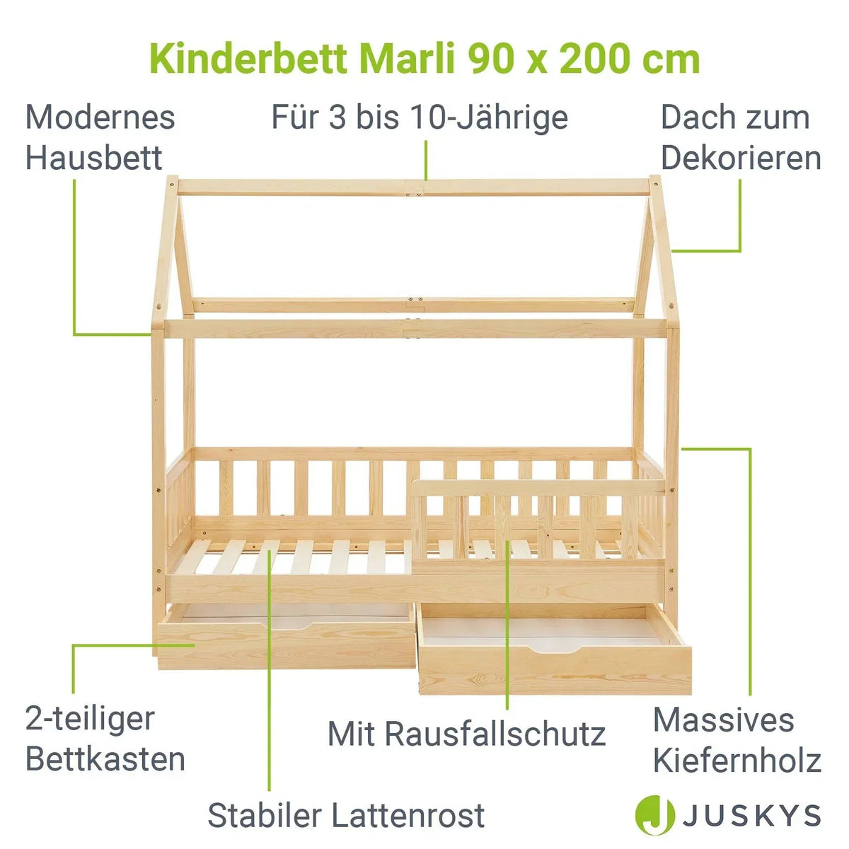 2026 Cama infantil Marli 90 x 200 cm com gavetas de armazenamento