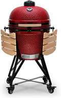 Kamado BONO BBQ - Churrasqueira Grande XXL com 10 acessórios - Ø 59 cm Churrasqueira Kamado com Acessórios - Grelhador defumador vermelho para terraço, varanda ou jardim
