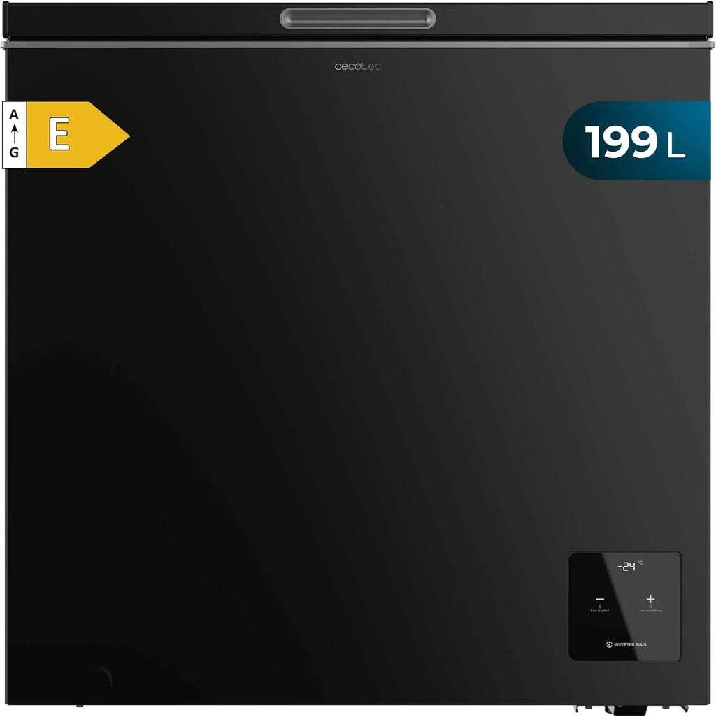 Cecotec Congelador Horizontal Bolero Coolmarket Chest 199 Black E de 199 L. Acabamento em Preto, 83,5 cm de Altura, Compressor Inverter Plus e Modo Fast Freezing