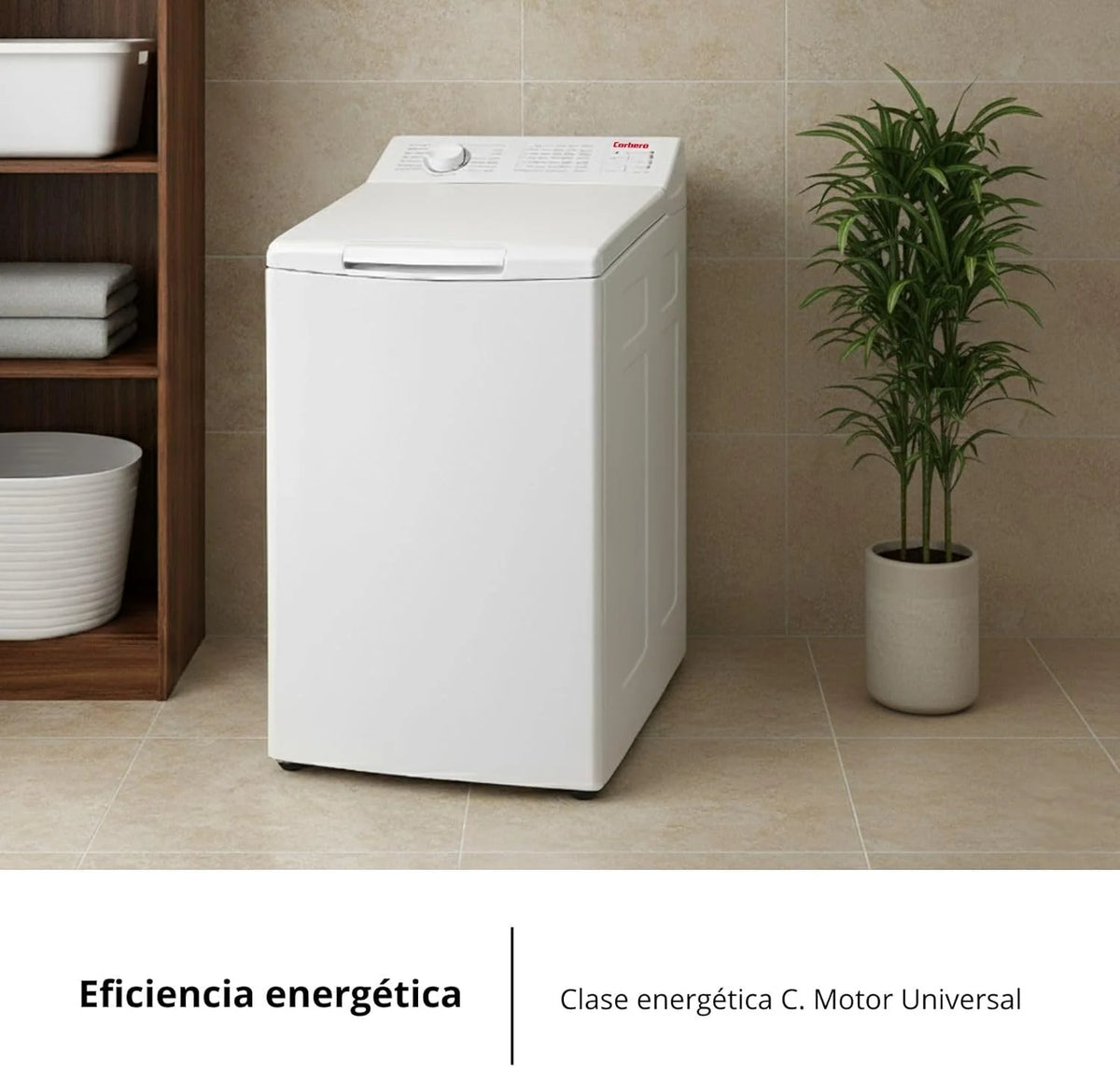 Corberó - Máquina de Lavar Roupa de Carga Superior 6.5kg | CLACSM6524 | 1200 RPM | 16 Programas, Função Vapor, ECO, Limpeza do Tambor | Início Diferido | Lavagem Rápida | Engomar Fácil | Indicadores LED | Branco