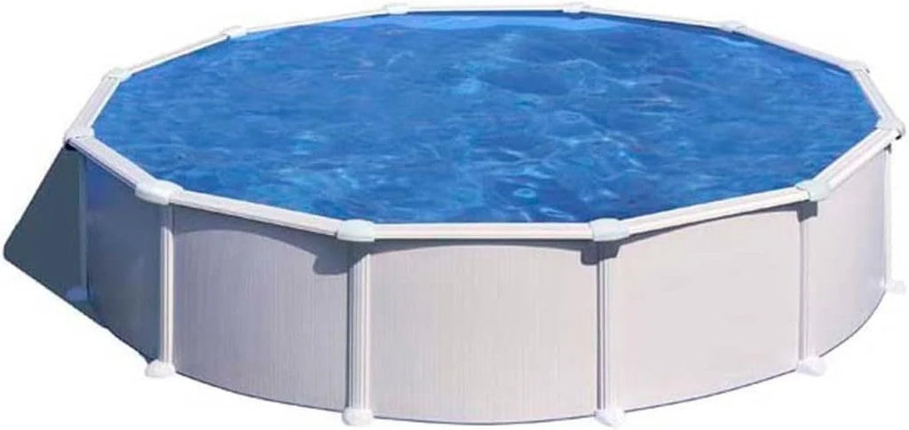 Piscina de Aço Elevada, Redonda com Aparência de Aço Branco. Piscinas Desmontáveis para Jardim 550 x 132 cm - Piscina Gre KITPROV508 Atlantis.