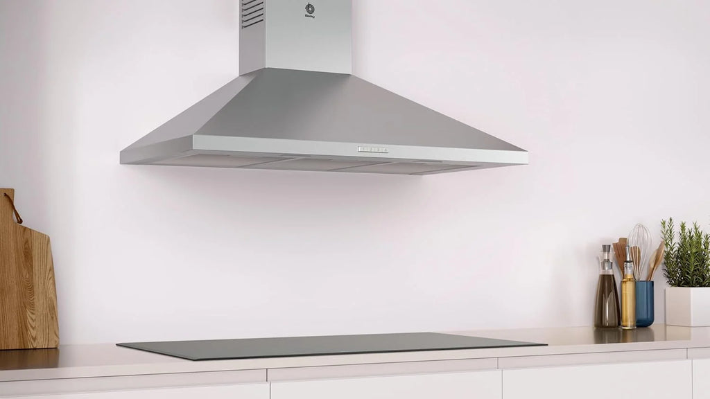 Balay - Coifa Decorativa de Parede Piramidal, 90 cm de largura, 3 potências de extração, Instalação em Saída de Fumaça ou Recirculação, Aço Inoxidável, 3BC696MX