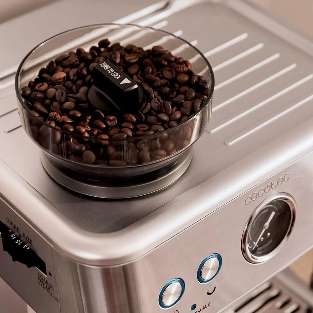 Cecotec Cafeteira Expresso Barista Power Espresso 20 Barista. 2250W, 20 Bares, Manômetro e 2 Termoblocos, Reservatório de Café em Grão, Moedor com 20 Níveis, Vaporizador