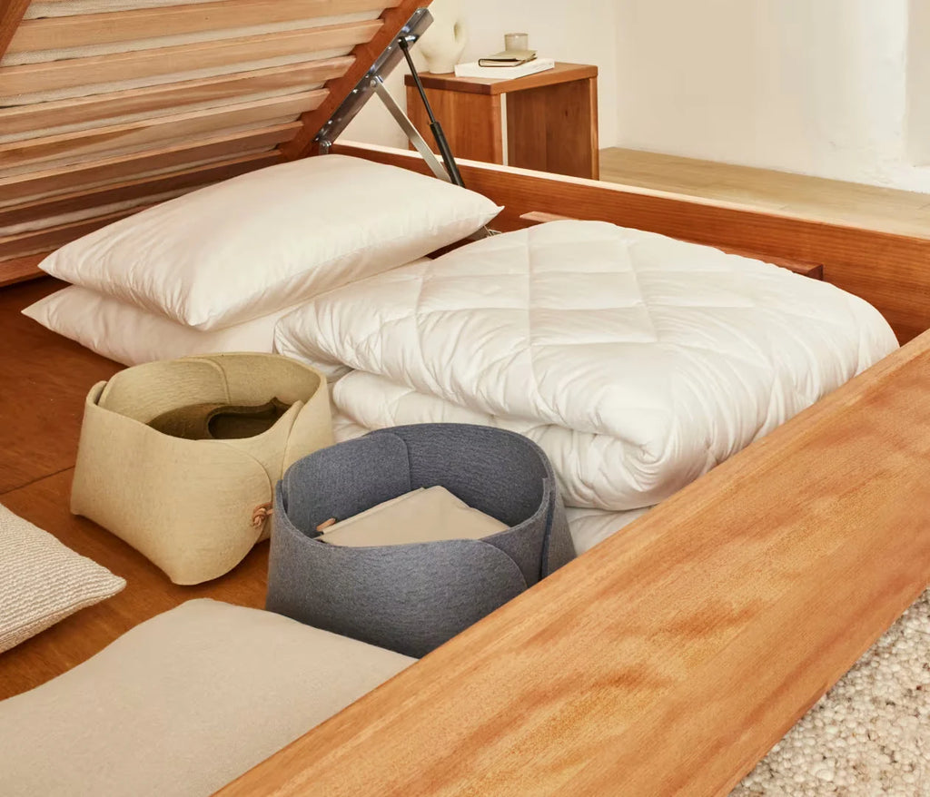Cama baú de madeira maciça LUCA