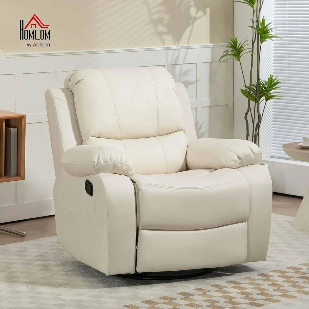 Poltrona Reclinável HOMCOM 135°, Poltrona Giratória para TV com Apoio para Pés para Quarto Sala de Estar, Capacidade de Carga de até 150 kg, Poliéster Verde