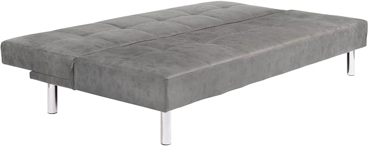 Mattfy - Sofá-Cama Clic Clac de 3 Lugares, Modelo Milos, Design Moderno, Prático e Funcional, Acabamento em Cinza