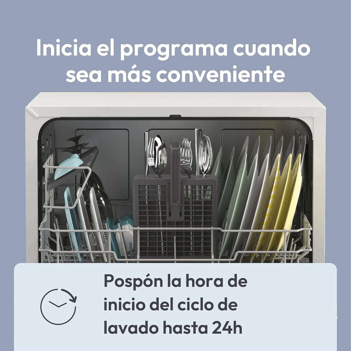 Candy CP 6E51LW Lava-Louças Pequena e Compacta, 6 Serviços, Digital, 51DBA, 5 Ciclos, Meia Carga, Início Diferido 3-6-9 horas, Indicador de Sal e Abrilhantador, Indicador de Fim de Ciclo, Branco