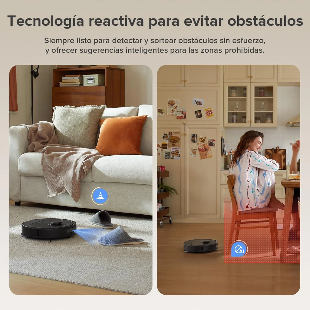 roborock Robô Aspirador Q Revo Master, 8000Pa de Sucção, Duas Esfregonas Giratórias e Eleváveis, Escovas Anti-emaranhamento, Tecnologia Reativa para Evitar Obstáculos, Navegação e Mapeamento, Preto