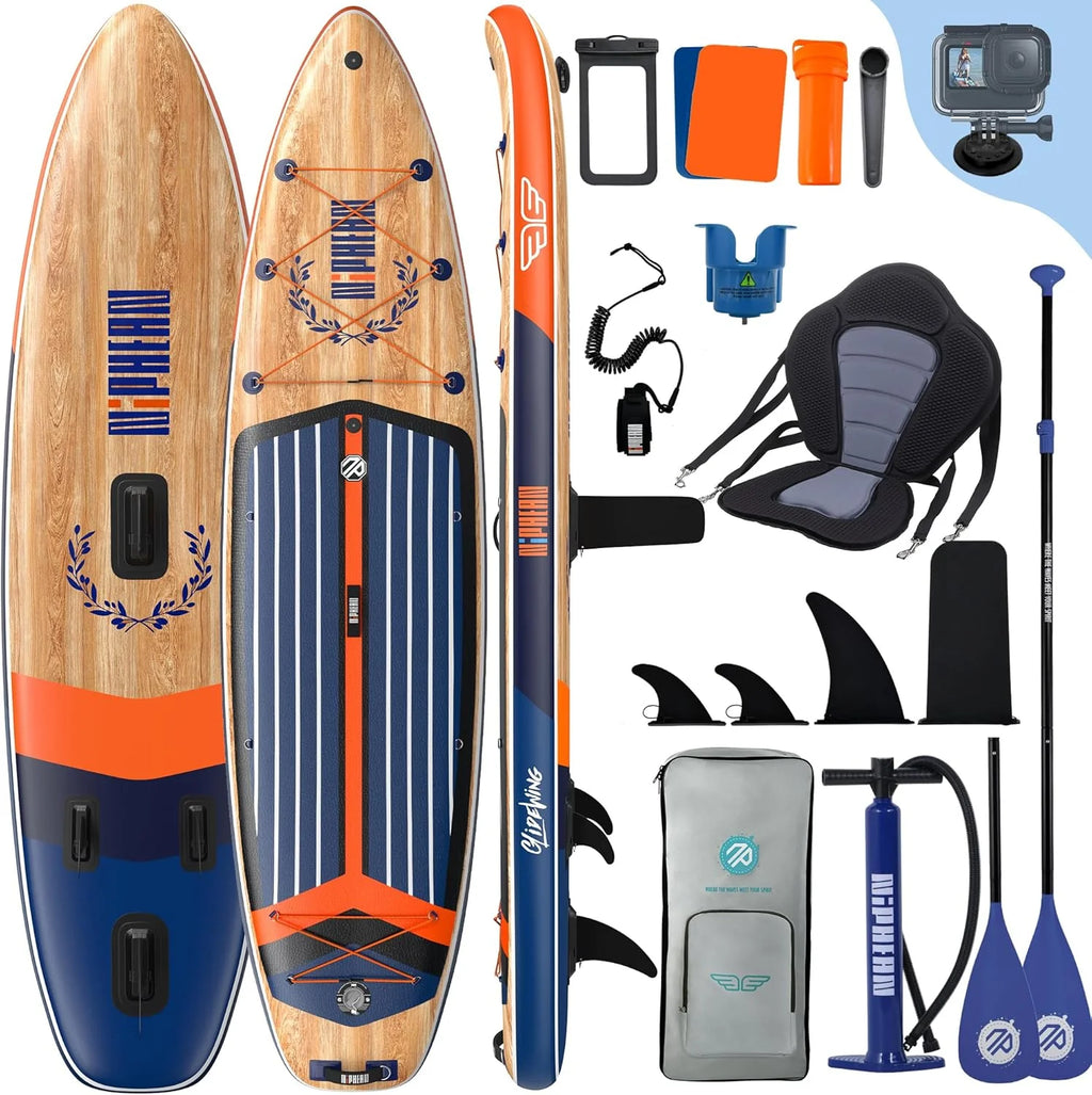Niphean (Extra Grande) Prancha Inflável de Paddle Surf para 2+1 Pessoas/Família, Prancha de Paddle Surf com Quilha Balanceada (Adequada para Iniciantes), Capa Impermeável, Prancha de Sup para Adultos, Presente