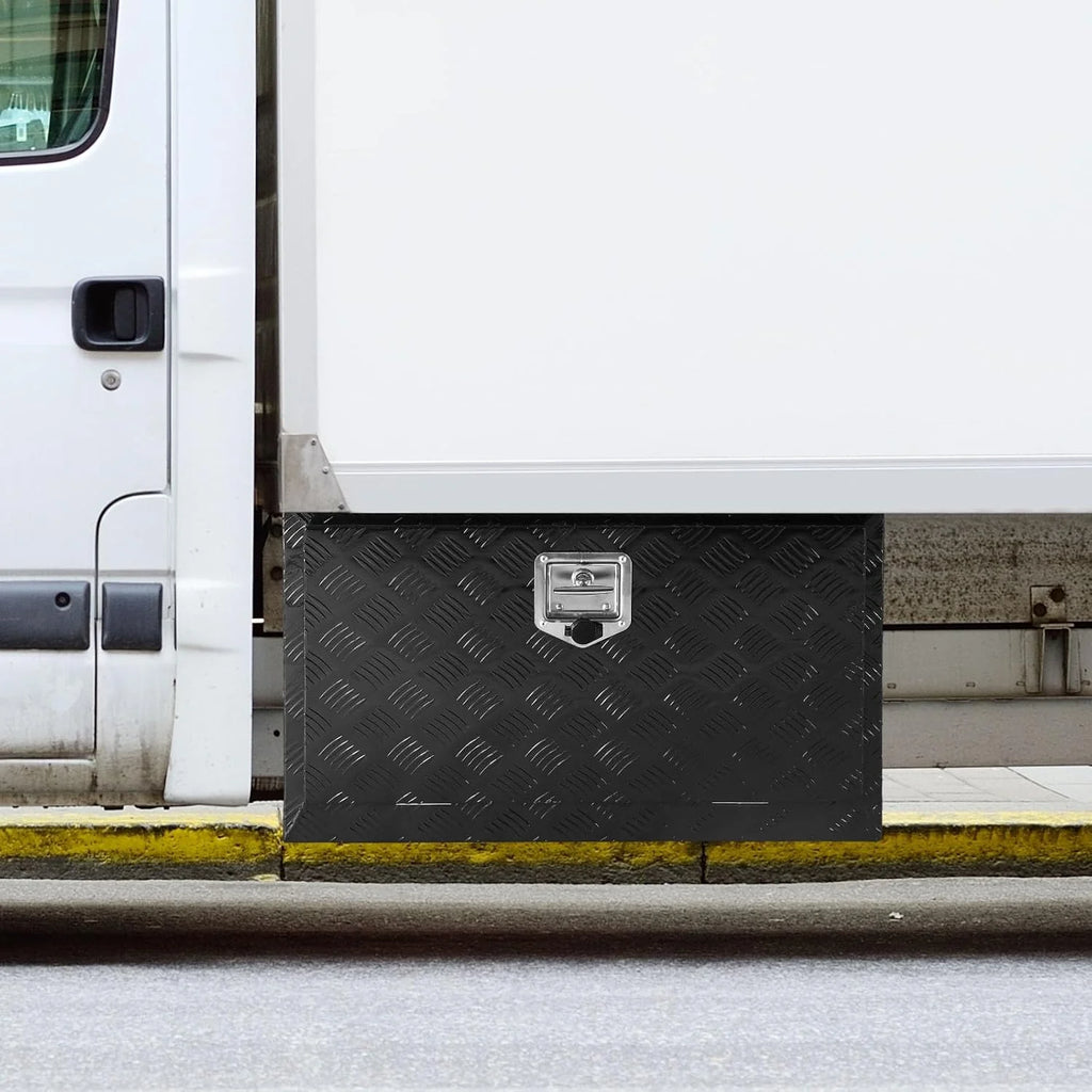 VEVOR Caixa de Ferramentas para Caminhões 914x432x457mm, Caixa de Chassis Inferior, Caixa de Armazenamento de Liga de Alumínio, Montagem Inferior com Trava e Chaves para Reboques, Caminhonetes, Preto
