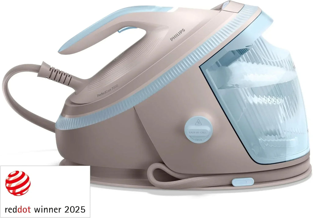 Centro de Engomar Philips PerfectCare Série 7000 – Jato de Vapor 600 g, Pressão de 8,5 Bar, OptimalTEMP, Base SteamGlide Elite, Reservatório Removível 1,5L, Engomar Vertical, Easy De-Calc (PSG7200/60)