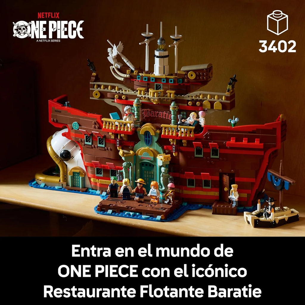 One Piece Restaurante Flutuante Baratie - Maquete de Navio para Adultos - Decoração de Anime com Interior Detalhado e 10 Minifiguras Incl. Luffy, Nami e Sanji - Presente para Fãs 75640
