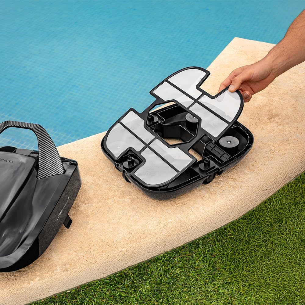 Cecotec Robot Aspirador de Piscina Sem Fio Conga Pooldroid 2000 FloorMaster. Autonomia 100mins, Piscina sem Inclinações, até 80m2, Profundidade Máxima 2,5m, Capacidade 2,5L, Filtro de Alta Eficiência
