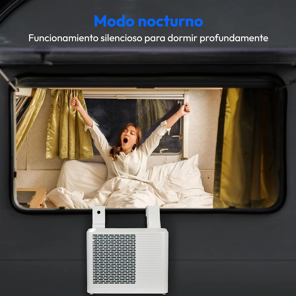 MEDION Smart Split Ar Condicionado para Trailers P502 (5000 BTU, 3 em 1, Resfriamento, Desumidificação, Ventilador, até 12 m², ideal para trailers, Campers, Modo Noturno, WiFi, App, MD 37735)