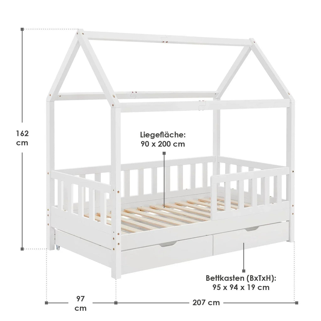 2026 Cama infantil Marli 90 x 200 cm com gavetas de armazenamento
