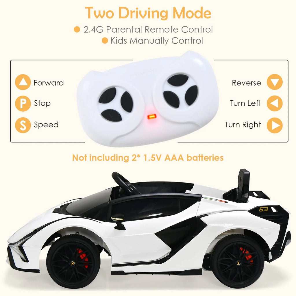 Lamborghini Elétrico Licenciado com Suspensão e Bluetooth