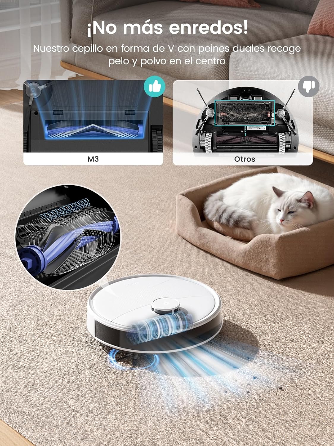 Lefant M3 Robô Aspirador e Passa Pano com Base de Esvaziamento Automático, Navegação a Laser dToF, Mapeamento Inteligente, Evitamento de Obstáculos PSD 190°, 12000Pa, Autonomia 220mins, WiFi/Alexa/APP/i Watch, 2,4G & 5G