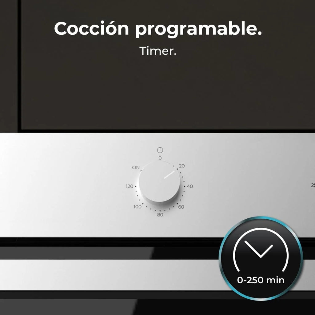 Forno Multifunções de Encastrar Cecotec 70L Bolero Hexa M236000 Line Time. 2800W, 6 Funções, Temporizador, Steam Base XXL, Steam Assist, Steam EasyClean, Cooling Fan, Modo Defrost, Eco, Convecção
