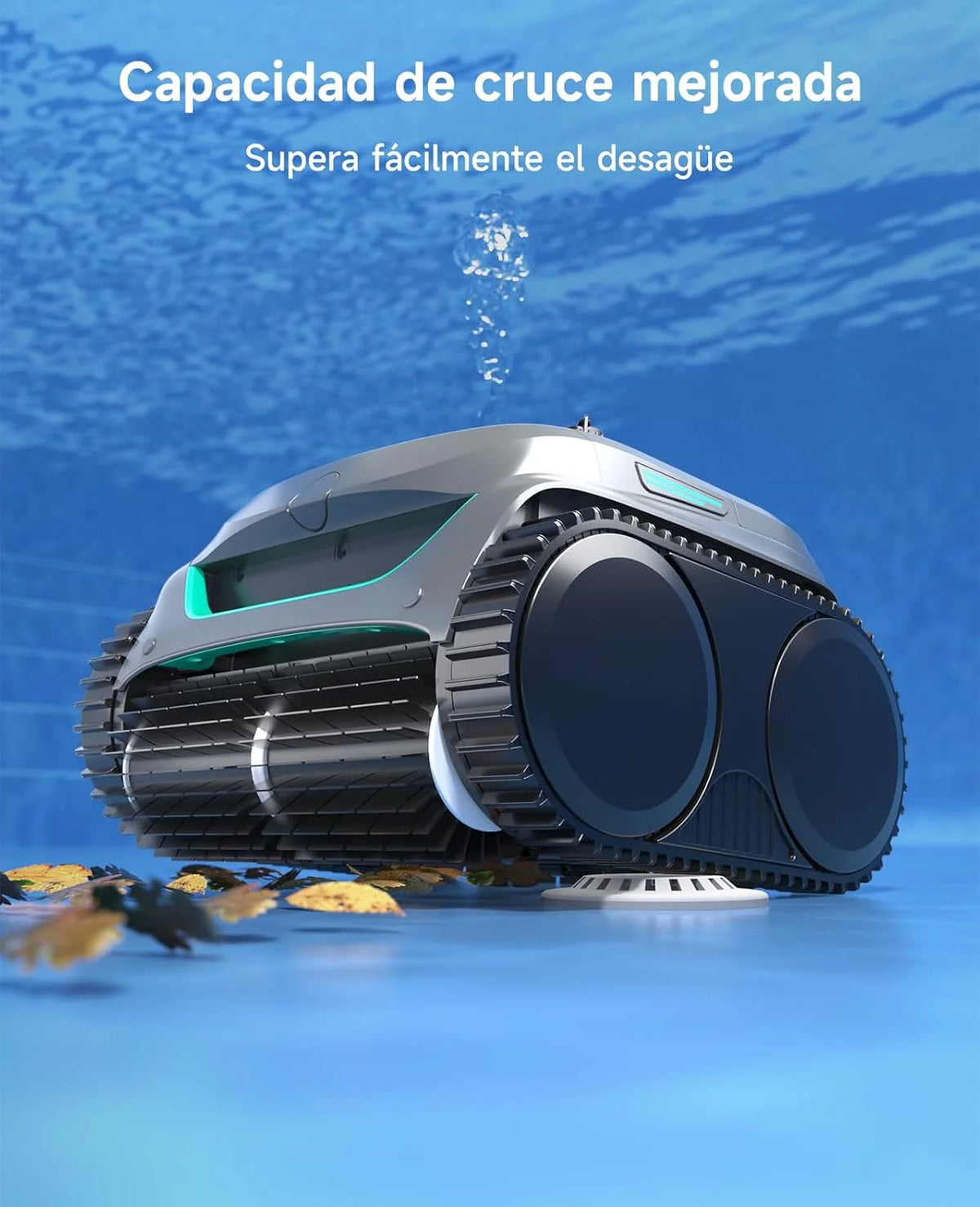 WYBOT C2 Limpa-Fundos de Piscina, Robô Limpa-Fundos de Piscina Sem Fio 150m², Filtragem Dupla, 3 Motores, Sucção Potente, Limpeza de Paredes e Linha de Água, 180 Min, App (Cinza-Verde Cinza)