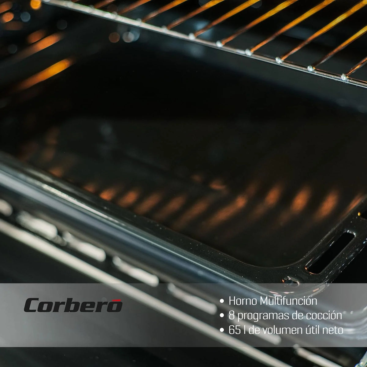 Corbero - Forno Multifunção Hidrolítico 65L | CCHM703W | Limpeza Hidrólise | 8 Programas | (L)59.5 x (A)59.5x57.5 (P) cm | Luz Interior | Porta Vidro Duplo | 3000W Potência | Branco perfil inox