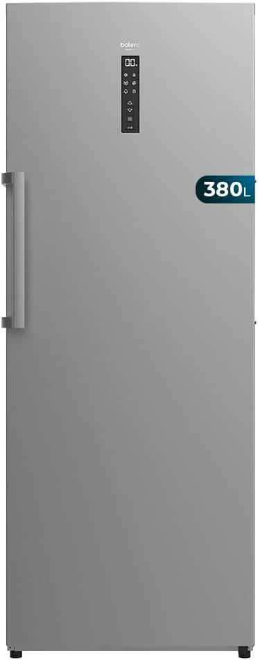 Cecotec Congelador Vertical de 380L Bolero CoolMarket UF 380 Inox D. 1950W, Motor Inverter Plus, Baixo Consumo, Total No Frost, Display na porta, Conversível em frigorífico, Multi Airflow