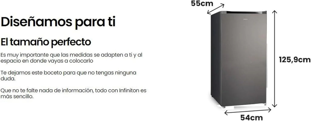 INFINITON Congelador Vertical CV-140L25XEQ, 145 Litros, E, Função Congelamento Rápido, Congelador 4****, Gaveta com Aba, Puxador integrado, Porta reversível, Inox