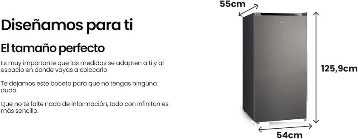 INFINITON Congelador Vertical CV-140L25XEQ, 145 Litros, E, Função Congelamento Rápido, Congelador 4****, Gaveta com Aba, Puxador integrado, Porta reversível, Inox