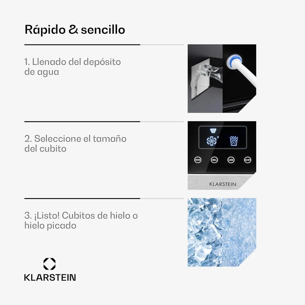 Klarstein Máquina de Gelo Doméstica, 1,8L, Cinza Escuro, Máquina de Gelo de Bancada 15 kg, para Fazer Cubos de Gelo e Gelo Picado em Casa, com Painel Tátil e Sistema de Fácil Limpeza, Função Rápida