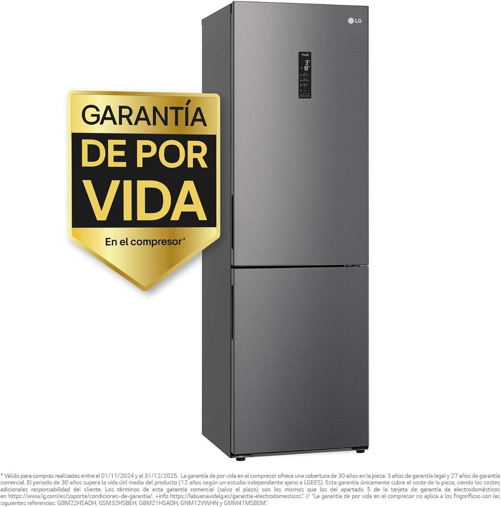 GBP61DSXGC - Frigorífico Combinado No Frost, Freezer, Compressor Smart Inverter, Cor Inox Antidigitais, 186 cm, 341 l