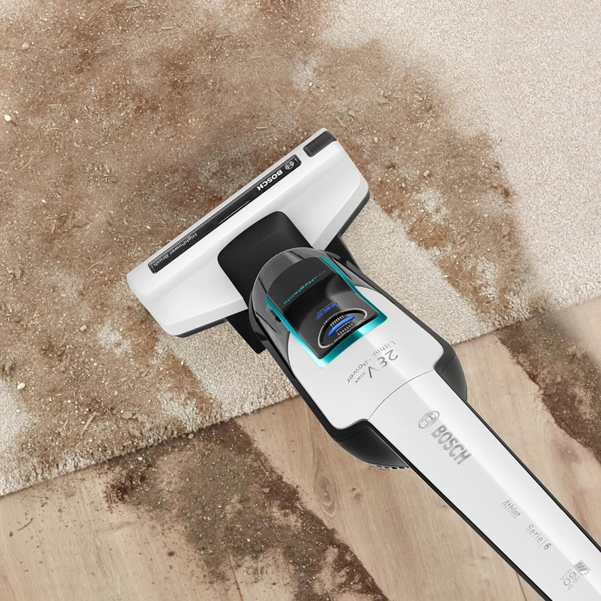 Bosch - Aspirador de Pó sem Fio Athlet ProHygienic, Série 6, até 60 minutos de autonomia, branco, BCH86HYG2