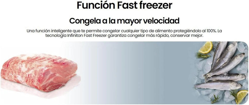 INFINITON CV-A85I - Congelador vertical, 80 litros, 85 cm, 3 gavetas, Controle de temperatura, Porta reversível, Ajuste de altura, E, Inox