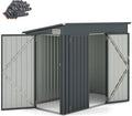 COSTWAY Abrigo de Jardim Exterior, 235 x 117 x 185 cm, Abrigo de Jardim Exterior com 2 Portas, Telhado Inclinado, Abrigo Organizador de Metal Galvanizado, Organizador de Ferramentas para Jardim e Pátio
