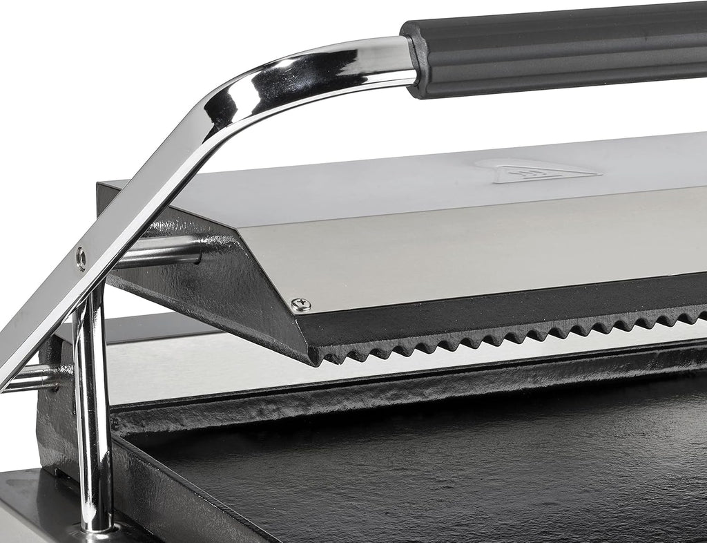METRO Chapa com Grelhador de Paninis Profissional GPG1202, aço inoxidável, 43 x 36 x 20 cm, temperatura até 300°C, 45 paninis a cada 60 minutos, prata