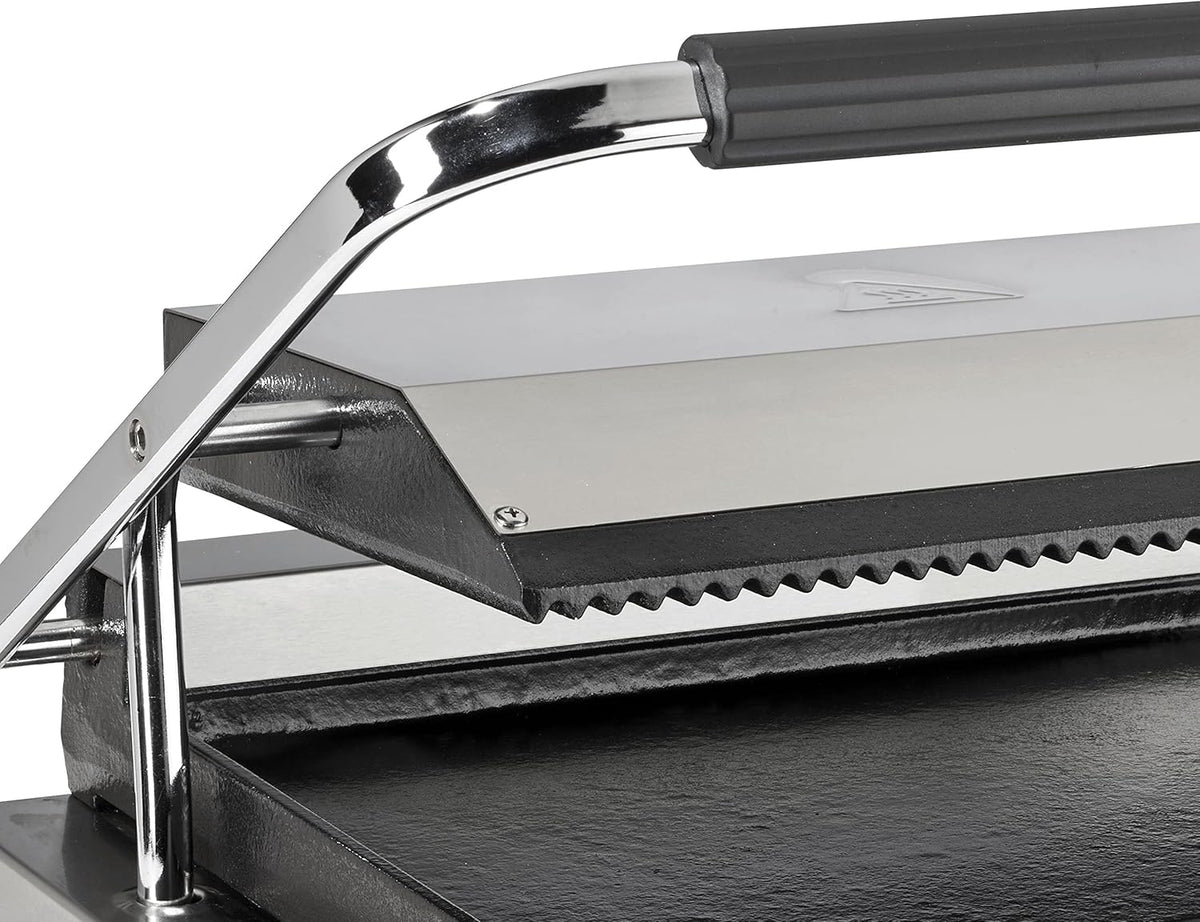 METRO Chapa com Grelhador de Paninis Profissional GPG1202, aço inoxidável, 43 x 36 x 20 cm, temperatura até 300°C, 45 paninis a cada 60 minutos, prata