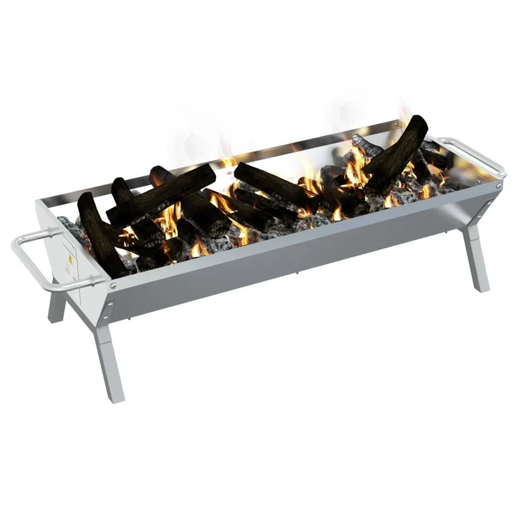 Bandeja de Churrasco Aço Inox Prateado 118x42x30,5 cm Vidaxl