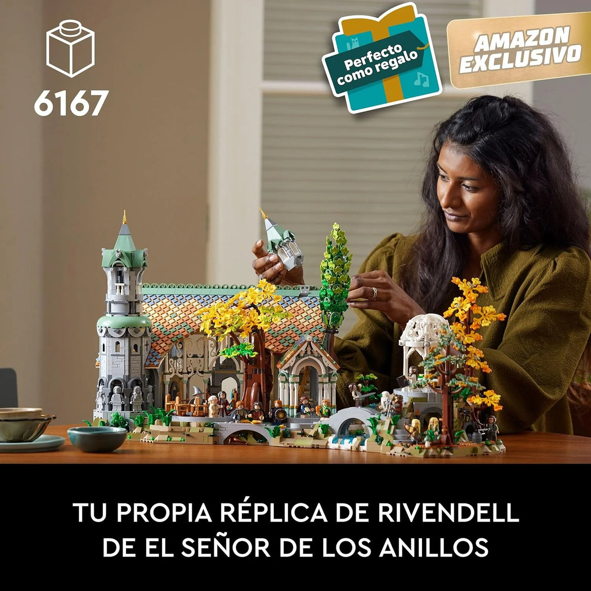 Ícones DE O SENHOR DOS ANÉIS: RIVENDELL - Presente de Dia dos Pais - Modelo para Construir da Terra Média - Conjunto Grande com 15 Minifiguras Incluindo Frodo, Bilbo, Gandalf e Legolas 10316