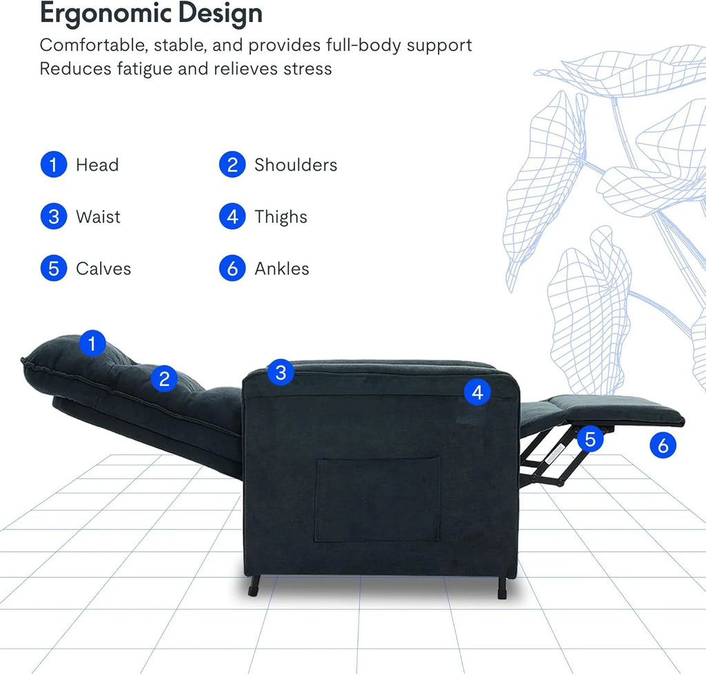 FLEXISPOT Poltrona Reclinável Elétrica com Encosto Ajustável, Reclinação de 105° a 155°, Poltrona Reclinável, Sofá Relax Ergonômico para Quarto, Sala de Estar e Home Theater (Cinza Escuro)