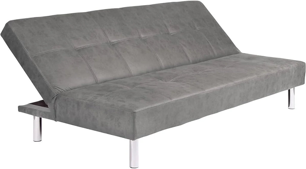 Mattfy - Sofá-Cama Clic Clac de 3 Lugares, Modelo Milos, Design Moderno, Prático e Funcional, Acabamento em Cinza