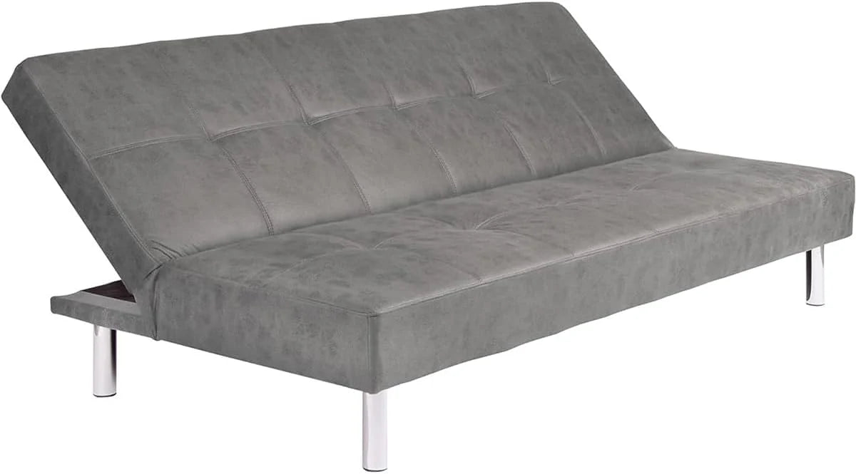 Mattfy - Sofá-Cama Clic Clac de 3 Lugares, Modelo Milos, Design Moderno, Prático e Funcional, Acabamento em Cinza
