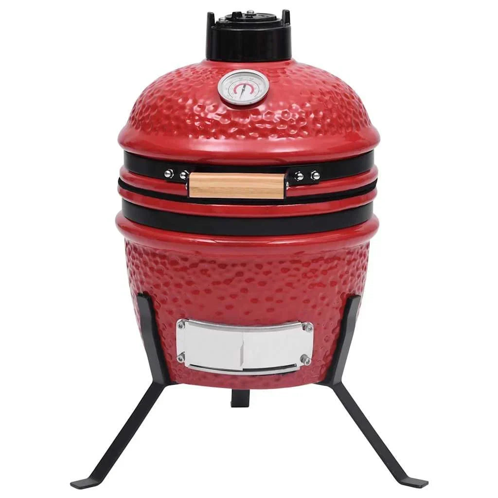 Churrasqueira/Defumador Kamado de Cerâmica 2 em 1 Vermelho 56 cm Vidaxl