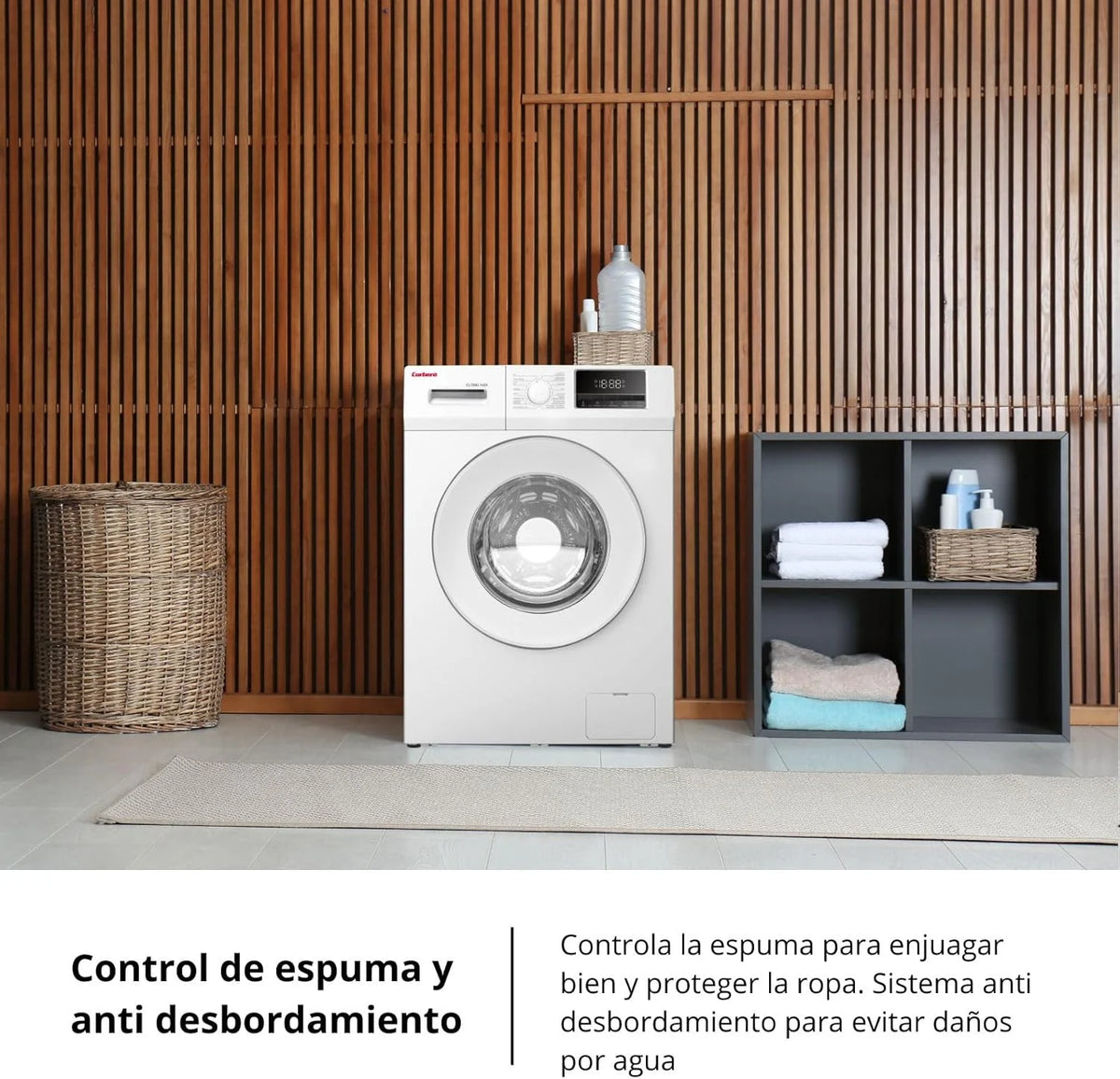 Corberó - Máquina de Lavar Roupa de Carregamento Frontal Premium 8kg | CLT8BL1424 | 1400 Rpm | Motor Inverter, 16 Programas, Início Diferido 3-24 Horas, Lavagem Rápida de 15-30 Min., Porta XXL | Branco