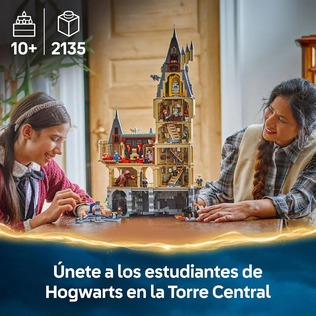 Harry Potter Castelo de Hogwarts: Torre Central – Castelo de Brinquedo com Sala das Chaves Voadoras e Xadrez Mágico – 12 Minifiguras – Presente para Crianças a partir de 10 Anos 76454