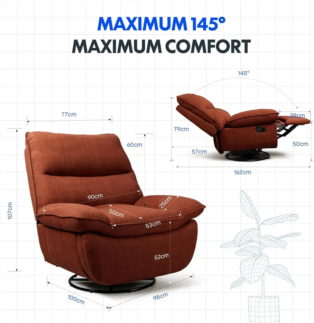FLEXISPOT XC6 Poltrona Relax, Sofá Giratório com Função Balanço, Poltrona de TV com Encosto Ajustável, Poltrona Reclinável para Quarto, Sala de Estar e Home Theater (Beige)