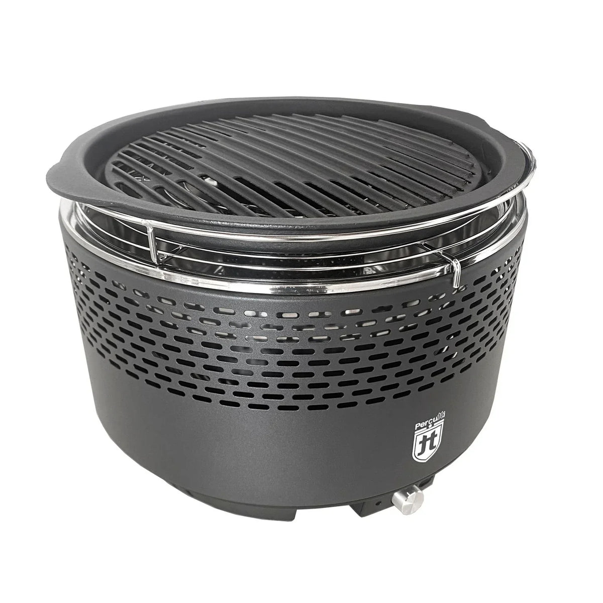 Churrasqueira Portátil Sem Fumaça Percutti | Ventilador USB | Grelha a Carvão com Bolsa de Transporte | Cozimento Rápido e Limpo | Ideal para Varanda, Camping, Jardim ou Terraço