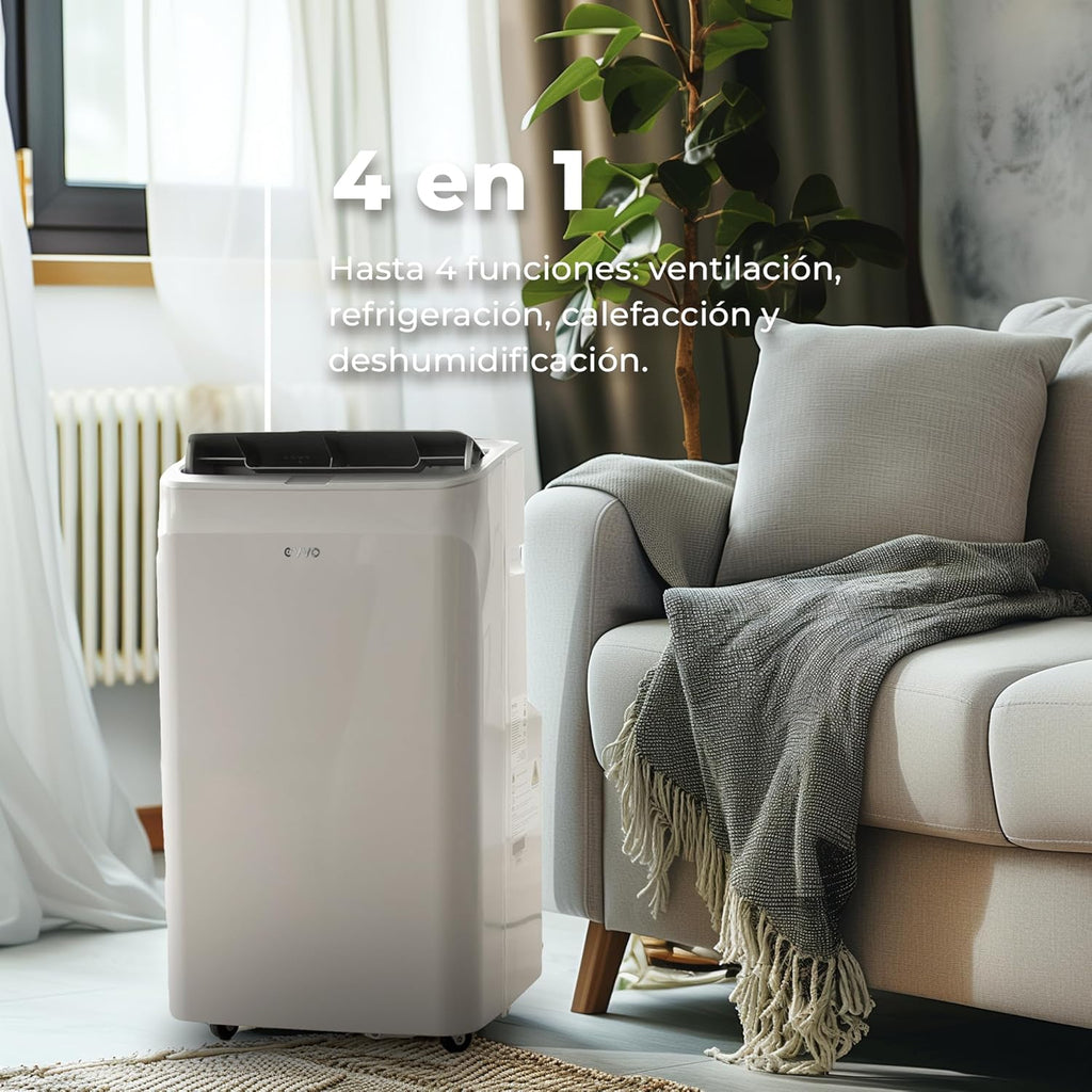 EVVO Ar Condicionado Portátil Frio e Quente, Classe A, 12.000 BTU, Controle Remoto e Timer 24h, 4 em 1, Desumidificador, Ventilação, Até 26 m2. (Modelo: CLIMA P12 Frio e Quente)