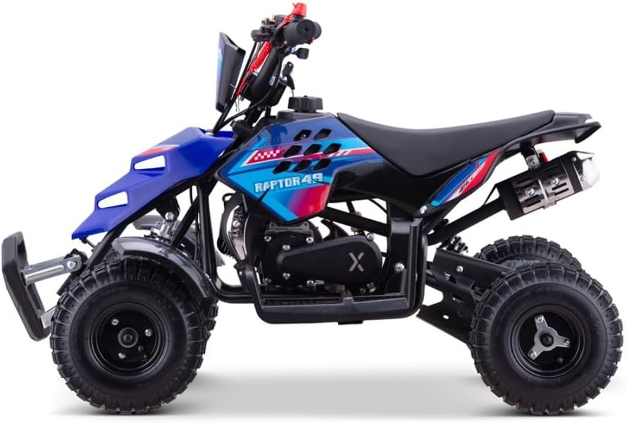 Miniquad Infantil Gasolina Raptor-R4 49cc (Gasolina com Mistura), Azul, crianças de 4 a 10 anos