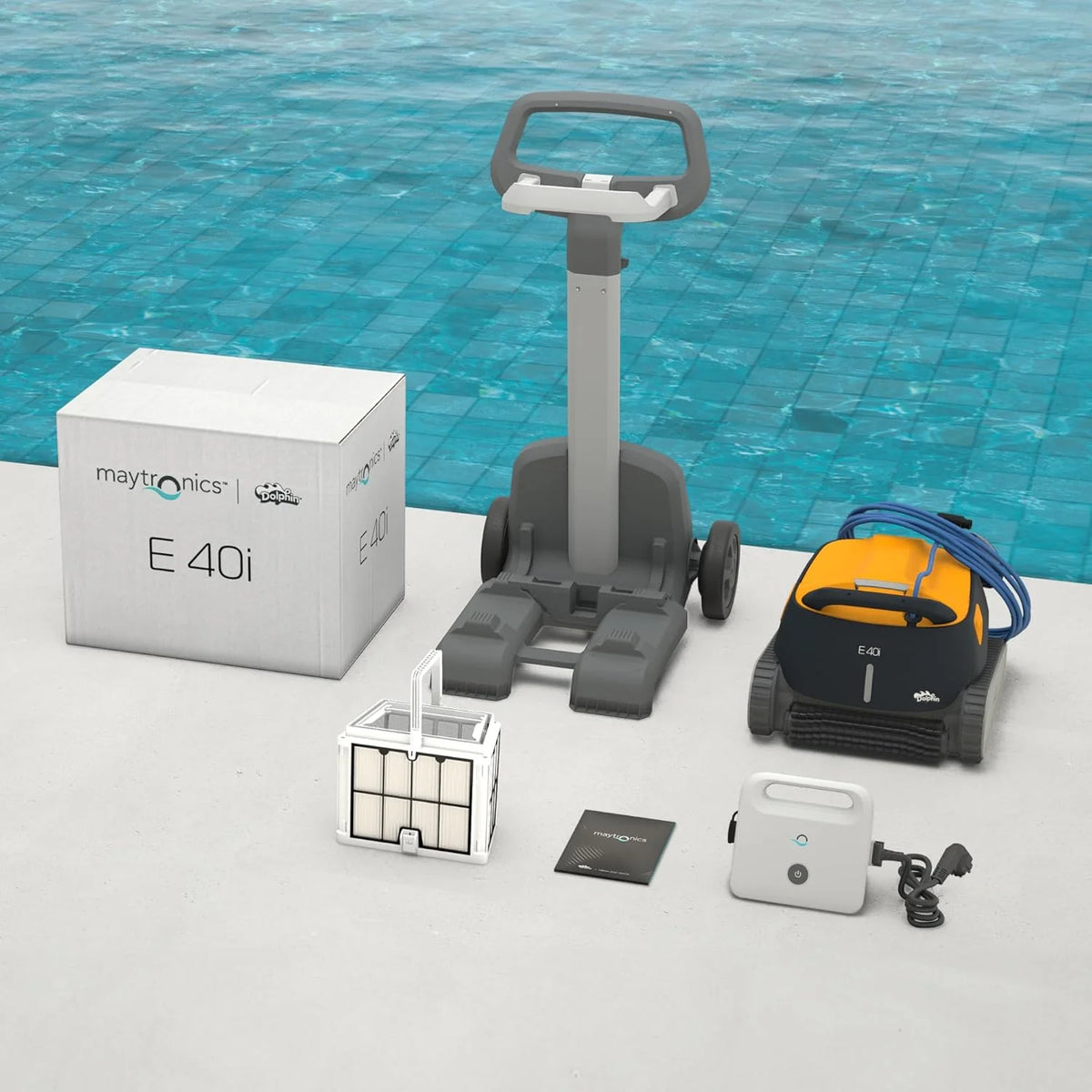 Dolphin E40i Robô limpador automático para piscinas enterradas de 12m - Limpeza de Fundo, Paredes e linha de flutuação - Controle via App