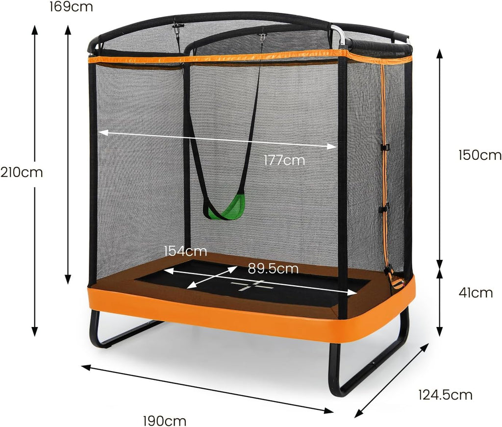 LIFEZEAL Trampolim com Baloiço para Crianças, Cama Elástica Infantil com Rede de Proteção e Porta, Ideal para Interior e Exterior