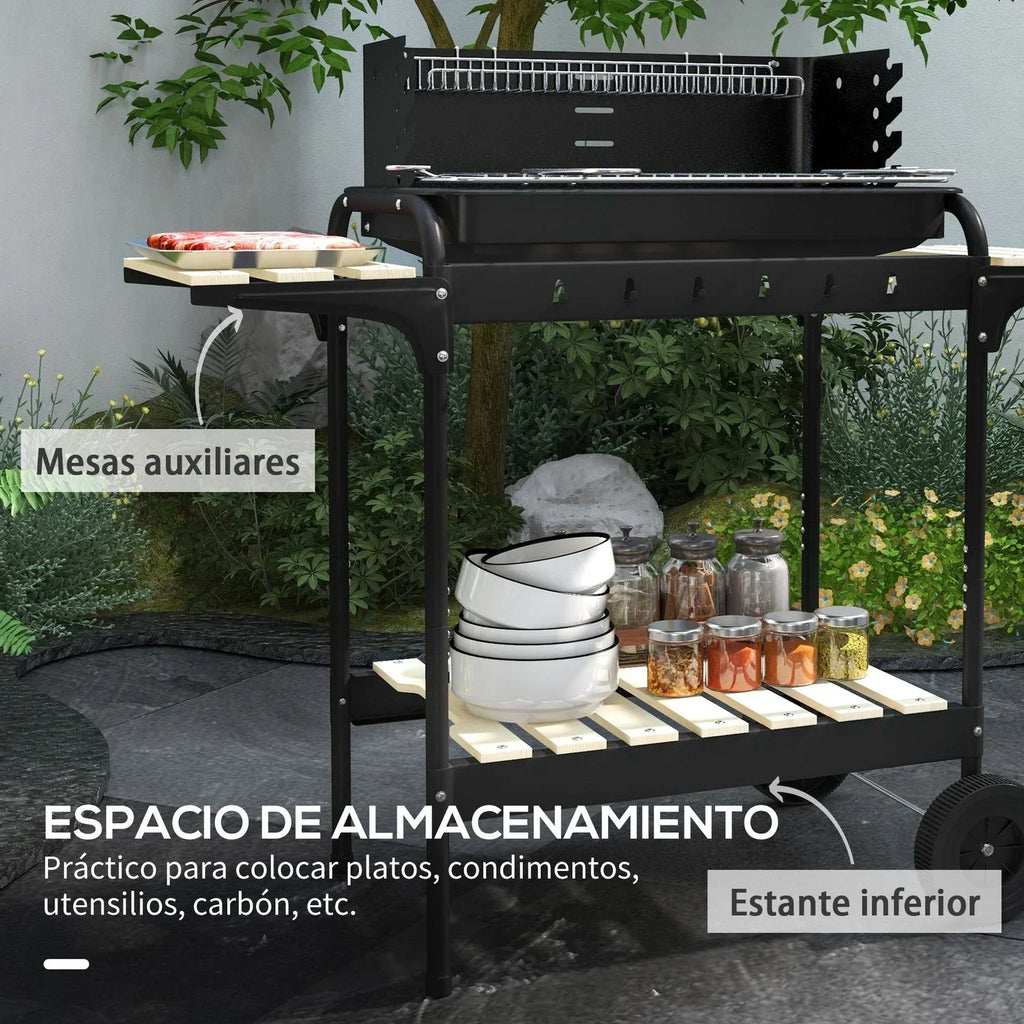 Churrasqueira a Carvão Outsunny Metal Pino, 103x47x95 cm, Preto
